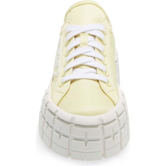 Prada Yellow Nylon White Platform Lug Sole Flat Low Top Trainer Sneaker 39 - Picture 6 of 12